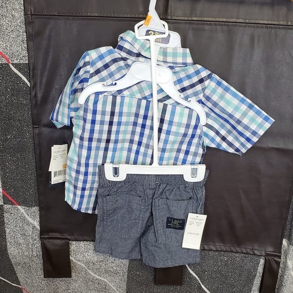 US Polo Assn Boys 12 months Button Front Shirt and shorts - Picture 5 of 5